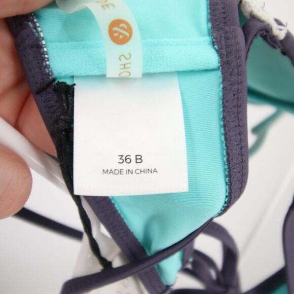 NWT Shade & Shore Bikini Top Purple Gray Racerback Swimsuit Underwire Size 36B - Picture 2 of 5